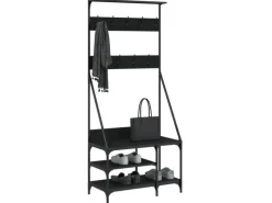 vidaXL Kleiderständer mit Schuhablage Schwarz 80x40x184 cm 837862