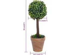 vidaXL Künstliche Buchsbäume 2 Stk mit Topf Kugelform Grün 56 cm