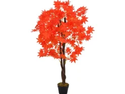 vidaXL Künstliche Pflanze Ahornbaum mit Topf Rot 120 cm