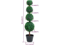 vidaXL Künstlicher Buchsbaum mit Topf Kugelform Grün 90 cm
