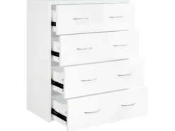 vidaXL Kommode mit 4 Schubladen 60x30,5x71 cm Hochglanz-Weiß 342579