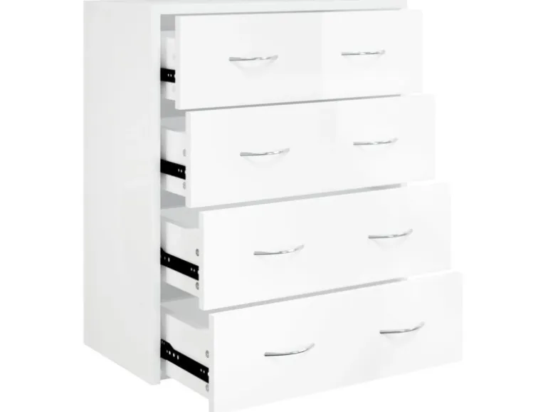 vidaXL Kommode mit 4 Schubladen 60x30,5x71 cm Hochglanz-Weiß 342579