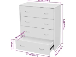 vidaXL Kommode mit 4 Schubladen 60x30,5x71 cm Weiß 242545