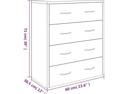 vidaXL Kommode mit 4 Schubladen 60x30,5x71 cm Schwarz 342577