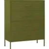 vidaXL Kommode Olivgrün 80x35x101,5 cm Stahl