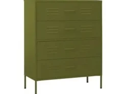 vidaXL Kommode Olivgrün 80x35x101,5 cm Stahl