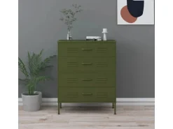 vidaXL Kommode Olivgrün 80x35x101,5 cm Stahl