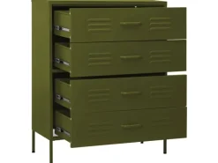 vidaXL Kommode Olivgrün 80x35x101,5 cm Stahl