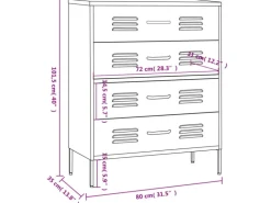 vidaXL Kommode Olivgrün 80x35x101,5 cm Stahl