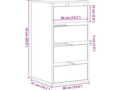 vidaXL Kommode Weiß 40x41x76 cm Holzwerkstoff