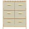 vidaXL Korb-Kommode mit 6 Stoffkörben Zedernholz Beige