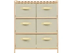 vidaXL Korb-Kommode mit 6 Stoffkörben Zedernholz Beige