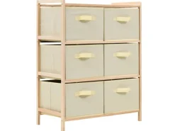 vidaXL Korb-Kommode mit 6 Stoffkörben Zedernholz Beige