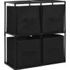 vidaXL Lagerschrank mit 4 Stoffkörben Schwarz 63×30×71 cm Stahl