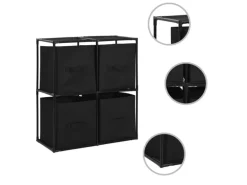 vidaXL Lagerschrank mit 4 Stoffkörben Schwarz 63×30×71 cm Stahl