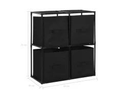 vidaXL Lagerschrank mit 4 Stoffkörben Schwarz 63×30×71 cm Stahl