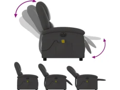 vidaXL Massagesessel Elektrisch Grau Echtleder