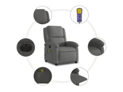 vidaXL Massagesessel Elektrisch Grau Echtleder
