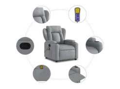 vidaXL Massagesessel Hellgrau Stoff Modell 5