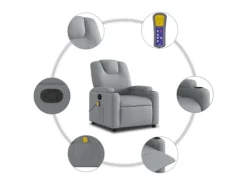 vidaXL Massagesessel Hellgrau Stoff Modell 4