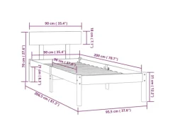 vidaXL Massivholzbett Kiefer 90x200 cm1135320