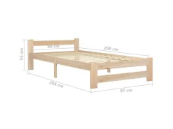 vidaXL Massivholzbett Kiefer 90x200 cm649440