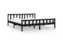 vidaXL Massivholzbett Schwarz 200x200 cm1271541