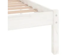 vidaXL Massivholzbett Weiß 135x190 cm 4FT6 Double1134989