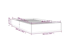 vidaXL Massivholzbett Weiß 90x200 cm1279649