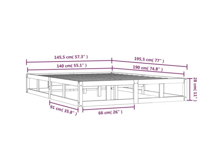 vidaXL Massivholzbett 140x190 cm 820841