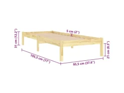 vidaXL Massivholzbett 90x190 cm 3FT Single1134883