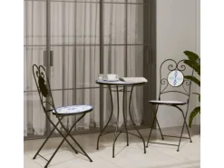 vidaXL Mosaik-Bistrotisch Blau und Weiß Ø50x70 cm Keramik 4003399