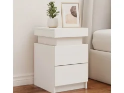 vidaXL Nachttische mit LED-Leuchten 2 Stk Weiß 35x39x55 cm