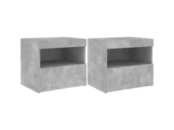vidaXL Nachttische mit LED-Leuchten 2 Stk Betongrau 50x40x45 cm