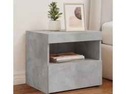 vidaXL Nachttische mit LED-Leuchten 2 Stk Betongrau 50x40x45 cm