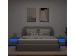 vidaXL Nachttische mit LED-Leuchten 2 Stk Betongrau 50x40x45 cm