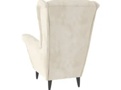 vidaXL Ohrensessel mit Hocker Creme Samt