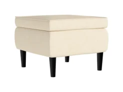 vidaXL Ohrensessel mit Hocker Creme Samt