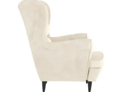 vidaXL Ohrensessel mit Hocker Creme Samt