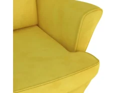 vidaXL Ohrensessel mit Hocker Senfgelb Samt