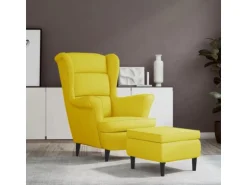 vidaXL Ohrensessel mit Hocker Senfgelb Samt