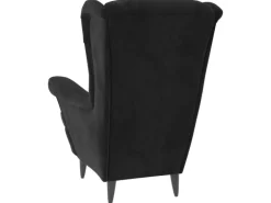 vidaXL Ohrensessel mit Hocker Schwarz Samt