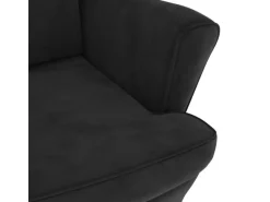 vidaXL Ohrensessel mit Hocker Schwarz Samt