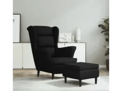 vidaXL Ohrensessel mit Hocker Schwarz Samt