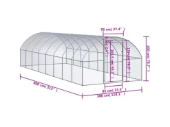 vidaXL Outdoor-Hühnerstall 3x8x2 m Verzinkter Stahl Modell 1