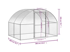 vidaXL Outdoor-Hühnerstall 3x2x2 m Verzinkter Stahl