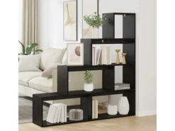 vidaXL Raumteiler Bücherregal Schwarz Eichen-Optik 886274