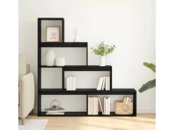 vidaXL Raumteiler Bücherregal Schwarz Eichen-Optik 886274