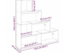 vidaXL Raumteiler Bücherregal Schwarz Eichen-Optik 886274