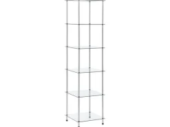 vidaXL Regal mit 6 Ablagen Transparent 40x40x160 cm Hartglas